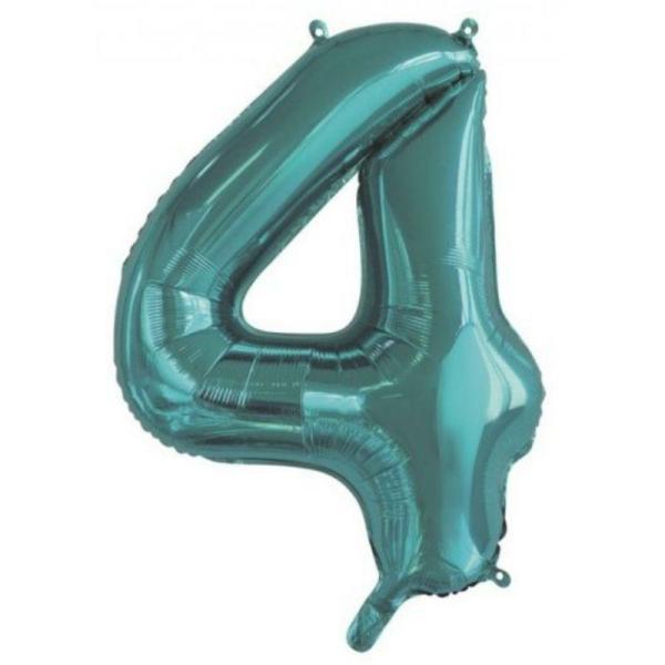 Numbered Foil Balloons – 86 cm | Teal #4 Foil Balloon – 86Cm