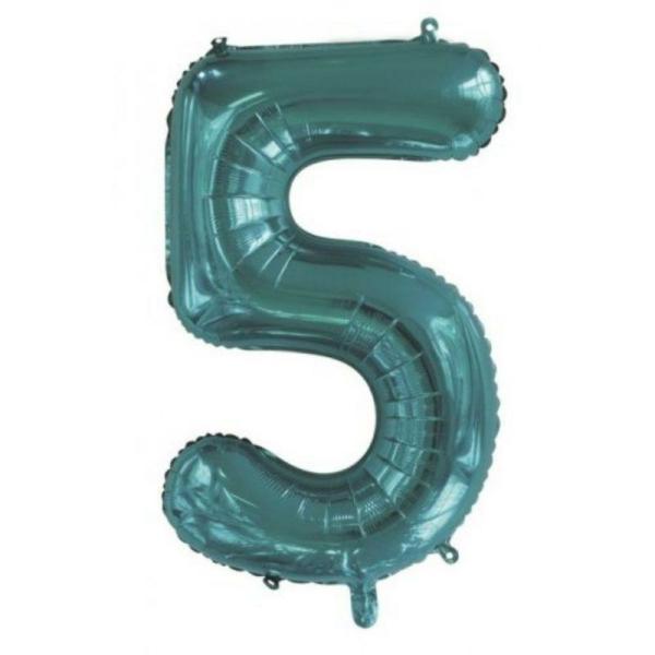 Numbered Foil Balloons – 86 cm | Teal #5 Foil Balloon – 86Cm