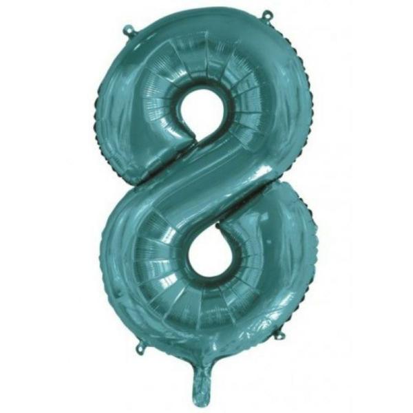 Numbered Foil Balloons – 86 cm | Teal #8 Foil Balloon – 86Cm