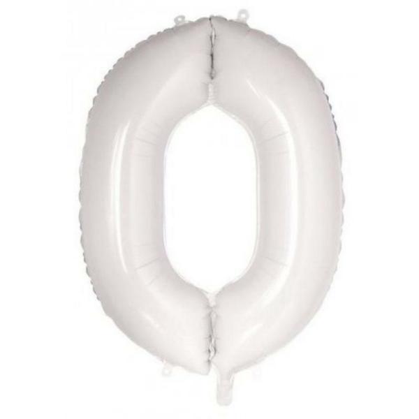 Numbered Foil Balloons – 86 cm | White #0 Foil Balloon – 86Cm