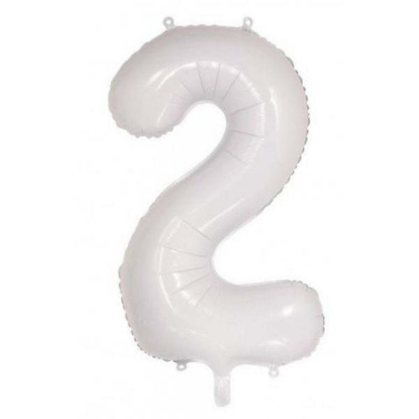 Numbered Foil Balloons – 86 cm | White #2 Foil Balloon – 86Cm