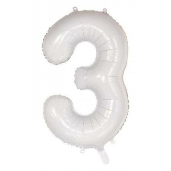 Numbered Foil Balloons – 86 cm | White #3 Foil Balloon – 86Cm