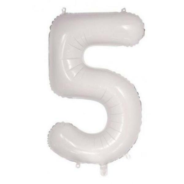 Numbered Foil Balloons – 86 cm | White #5 Foil Balloon – 86Cm