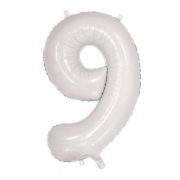 Numbered Foil Balloons – 86 cm | White #9 Foil Balloon – 86Cm