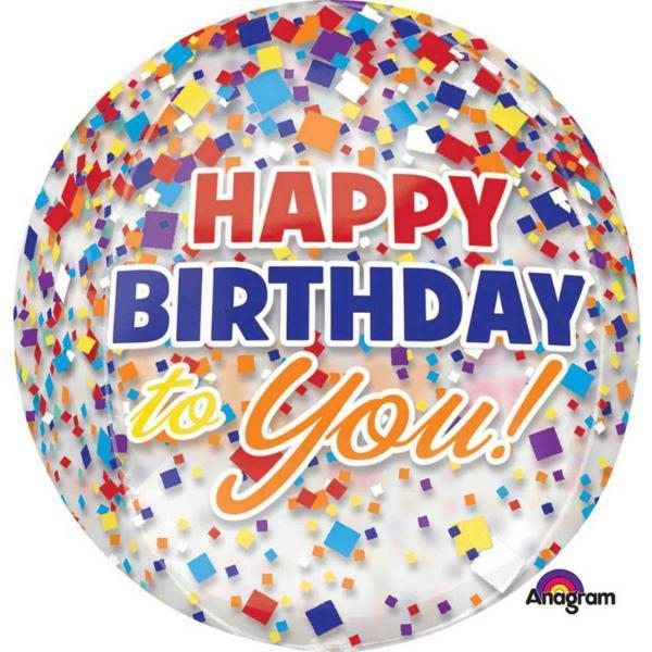 Orbz Foil Balloons | Clear Happy Birthday Confetti Orbz Foil Balloon – 38Cm X 40Cm