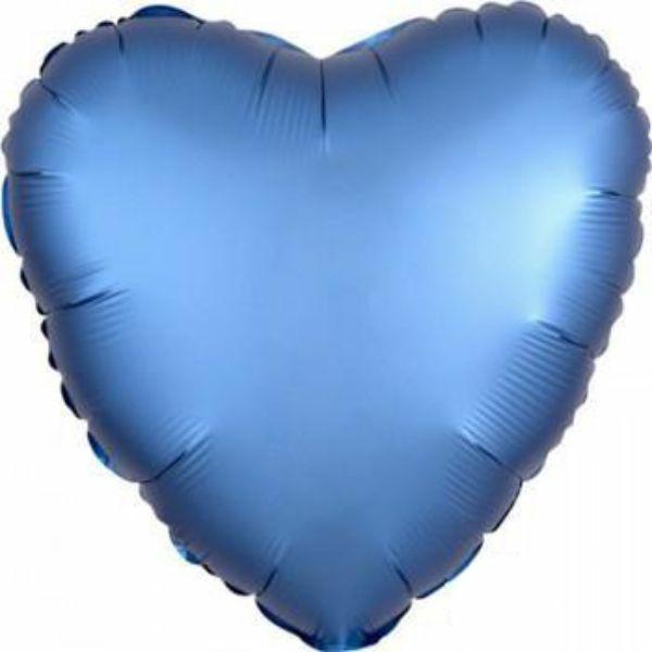 Plain Coloured Foil Balloons | Azure Blue Satin Heart Foil Balloon – 45Cm