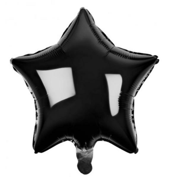 Plain Coloured Foil Balloons | Black Decrotex Star Foil Balloon – 1.8Cm