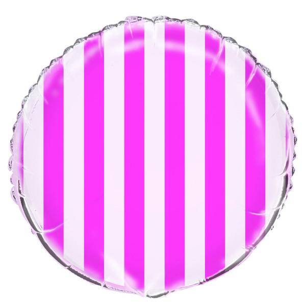 Plain Coloured Foil Balloons | Hot Pink Stripes Foil Balloon – 45Cm