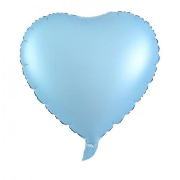 Plain Coloured Foil Balloons | Matt Pastel Blue Decrotex Heart Foil Balloon – 1.8Cm