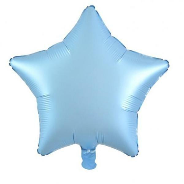 Plain Coloured Foil Balloons | Matt Pastel Blue Decrotex Star Foil Balloon – 1.8Cm