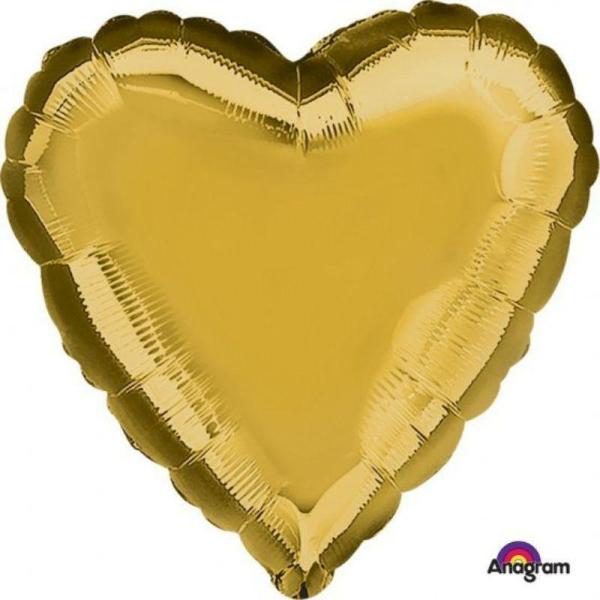 Plain Coloured Foil Balloons | Metallic Gold Heart Foil Balloon – 45Cm