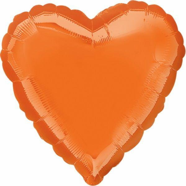 Plain Coloured Foil Balloons | Metallic Orange Heart Foil Balloon – 45Cm