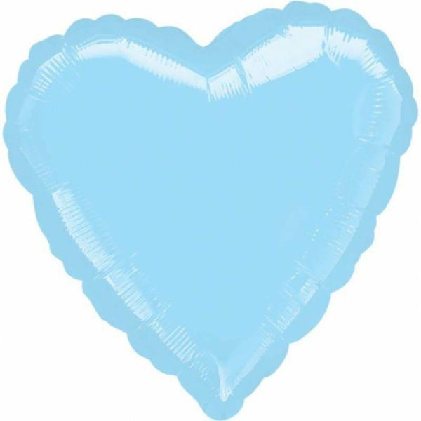 Plain Coloured Foil Balloons | Metallic Pastel Pearl Blue Heart Foil Balloon – 45Cm