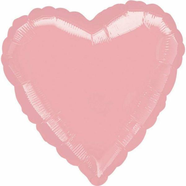 Plain Coloured Foil Balloons | Metallic Pearl Pastel Pink Heart Foil Balloon – 45Cm