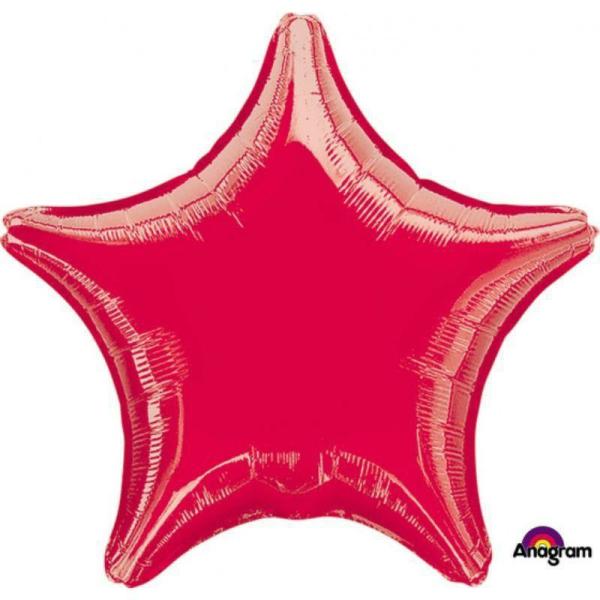 Plain Coloured Foil Balloons | Metallic Red Star Foil Balloon – 45Cm