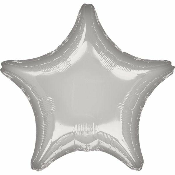 Plain Coloured Foil Balloons | Metallic Silver Star Foil Balloon – 45Cm