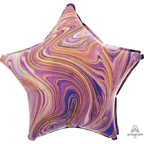 Plain Coloured Foil Balloons | Purple Marblez Star Foil Balloon – 45Cm