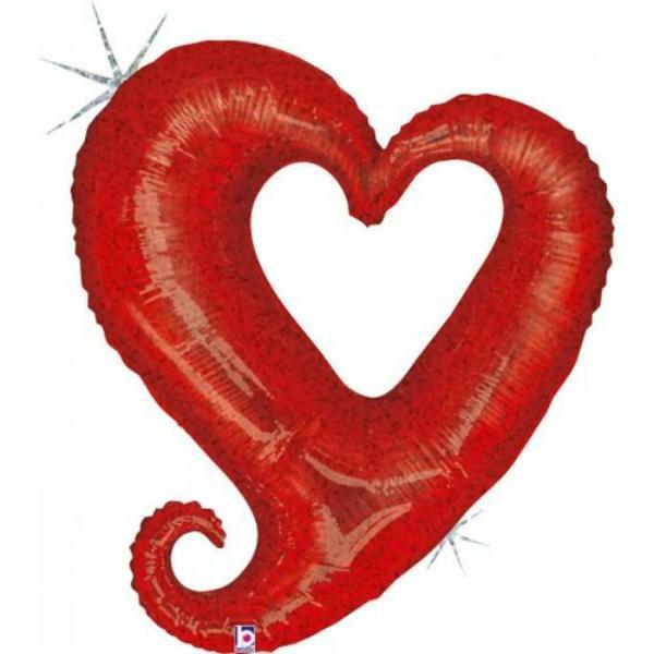 Plain Coloured Foil Balloons | Red Holographic Chain Of Hearts Foil Balloon – 93.98Cm