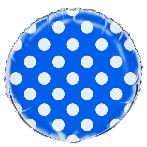 Plain Coloured Foil Balloons | Royal Blue Dots Foil Balloon – 45Cm