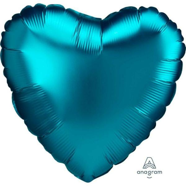 Plain Coloured Foil Balloons | Satin Luxe Aqua Heart Foil Balloon – 45Cm