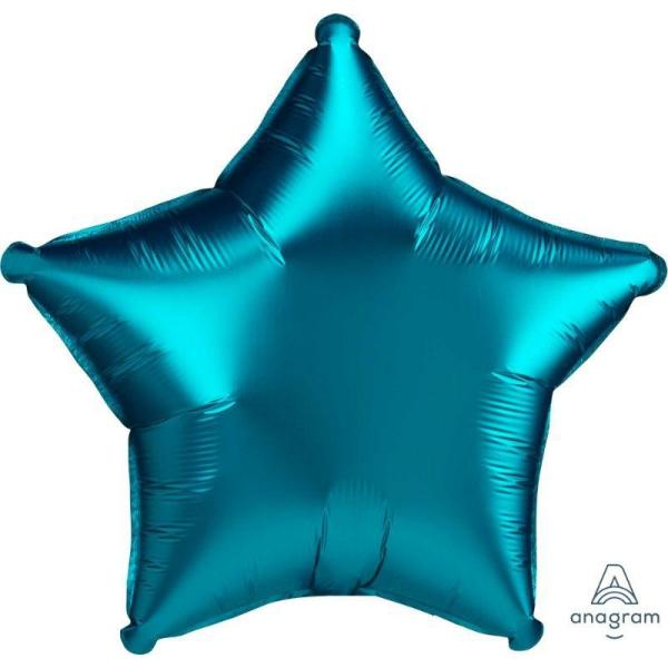 Plain Coloured Foil Balloons | Satin Luxe Aqua Star Foil Balloon – 45Cm