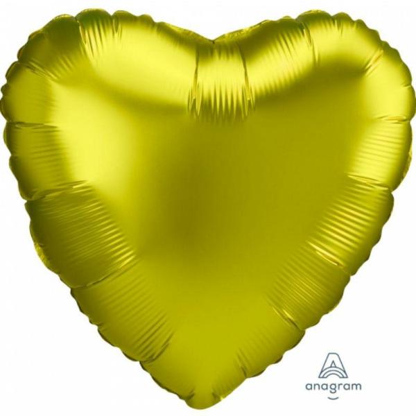 Plain Coloured Foil Balloons | Satin Luxe Lemon Heart Foil Balloon – 45Cm