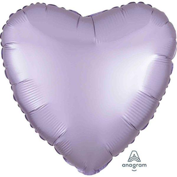 Plain Coloured Foil Balloons | Satin Luxe Pastel Lilac Heart Foil Balloon – 45Cm