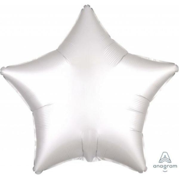 Plain Coloured Foil Balloons | Satin Luxe Pastel White Star Foil Balloon – 45Cm