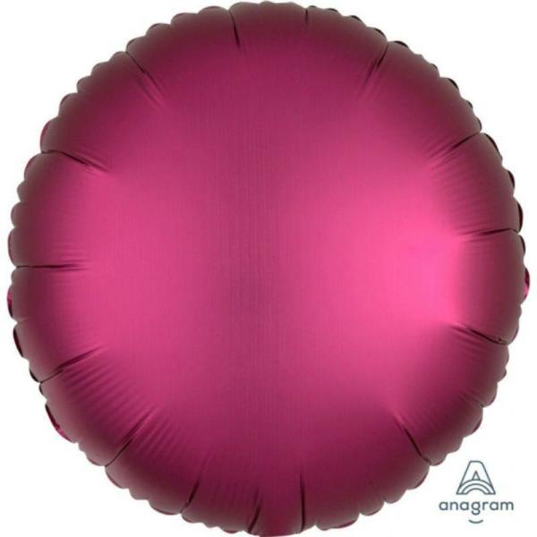 Plain Coloured Foil Balloons | Satin Luxe Pomegranate Circle Foil Balloon – 45Cm