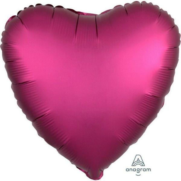 Plain Coloured Foil Balloons | Satin Luxe Pomegranate Heart Foil Balloon – 45Cm