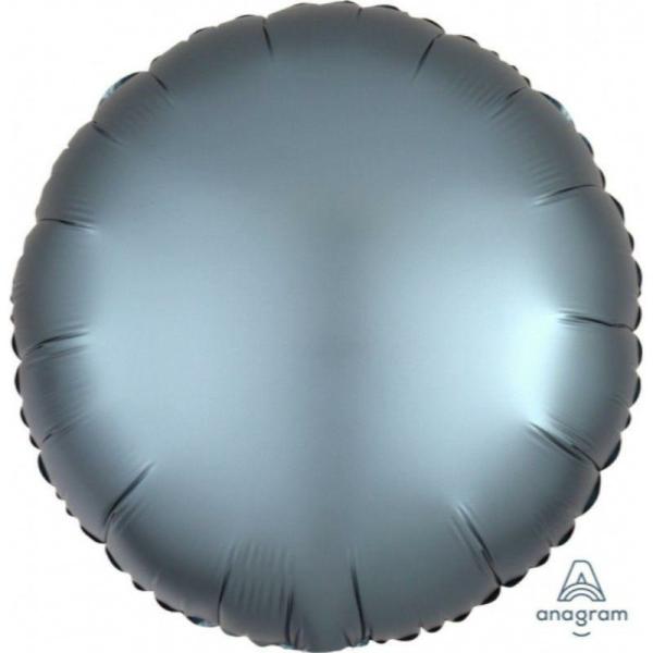 Plain Coloured Foil Balloons | Satin Luxe Steel Blue Circle Foil Balloon – 45Cm