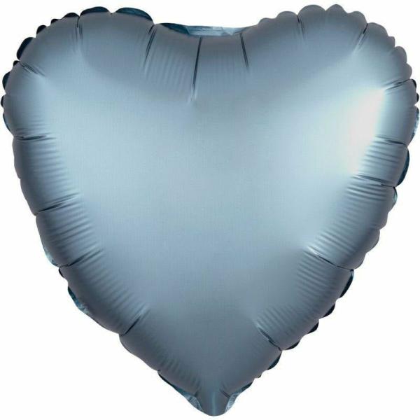 Plain Coloured Foil Balloons | Satin Luxe Steel Blue Heart Foil Balloon – 45Cm