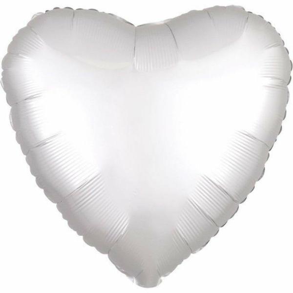 Plain Coloured Foil Balloons | Satin Luxe White Heart Foil Balloon – 45Cm