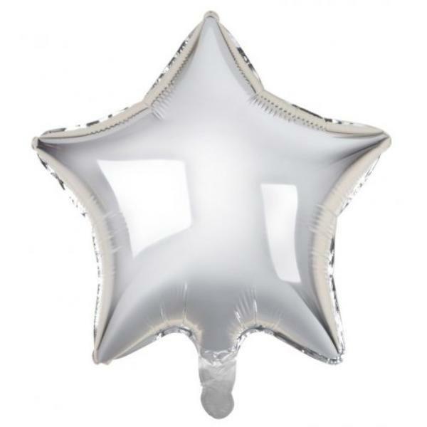 Plain Coloured Foil Balloons | Silver Decrotex Star Foil Balloon – 1.8Cm