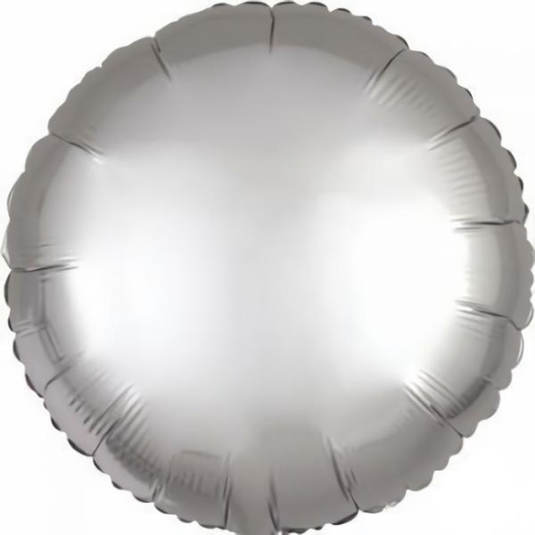 Plain Coloured Foil Balloons | Silver Platinum Satin Round Foil Balloon – 45Cm