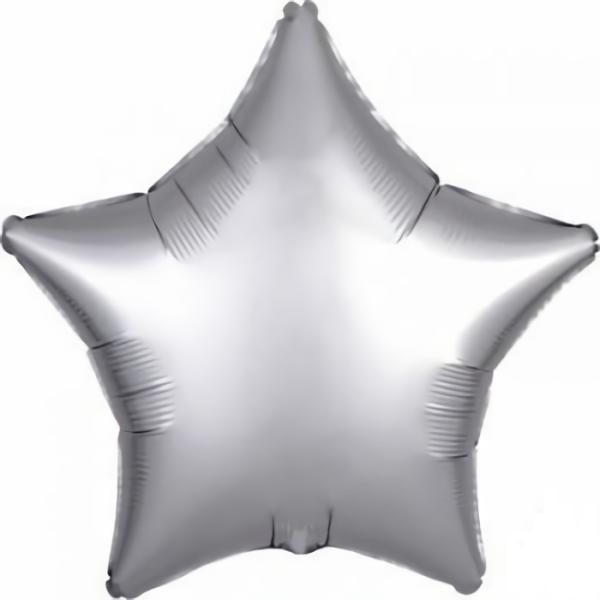 Plain Coloured Foil Balloons | Silver Platinum Satin Star Foil Balloon – 45Cm