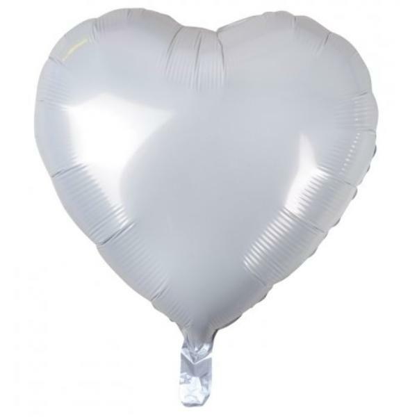 Plain Coloured Foil Balloons | White Decrotex Heart Foil Balloon – 1.8Cm