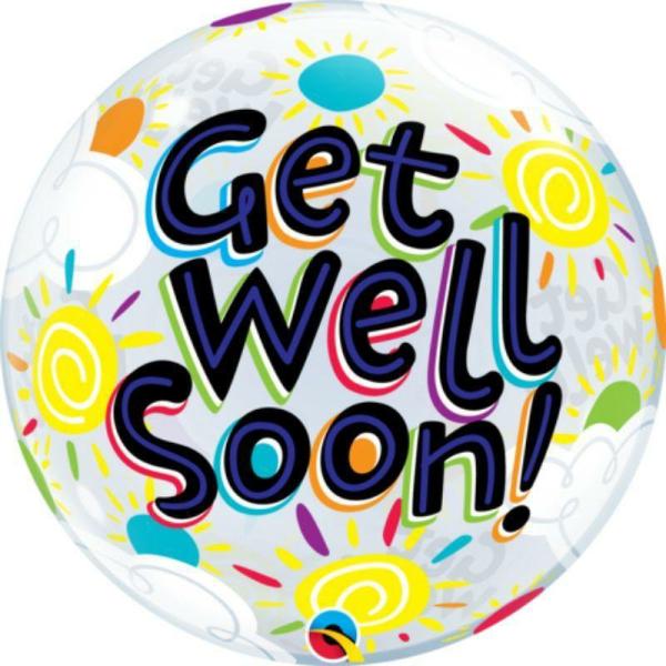 Printed Bubble Balloons | Get Well Soon Sunny Day Bubble Balloon – 55Cm