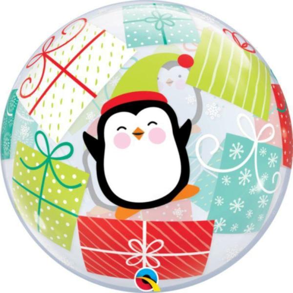 Printed Bubble Balloons | Penguins & Presents Bubble Balloon – 56Cm