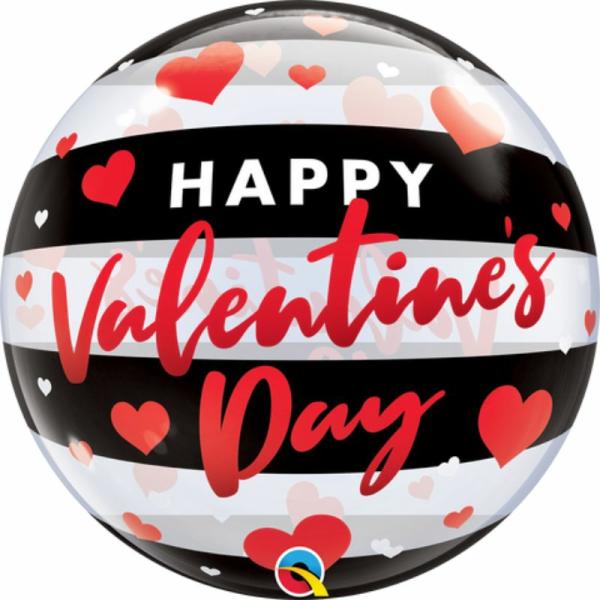 Printed Bubble Balloons | Single Bubble Valentine Day Black Stripes Balloon – 55Cm