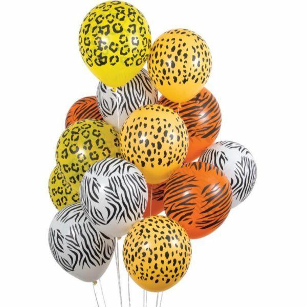 Printed Foil Balloons | 15 Pack Party Animals Prints Latex Balloons