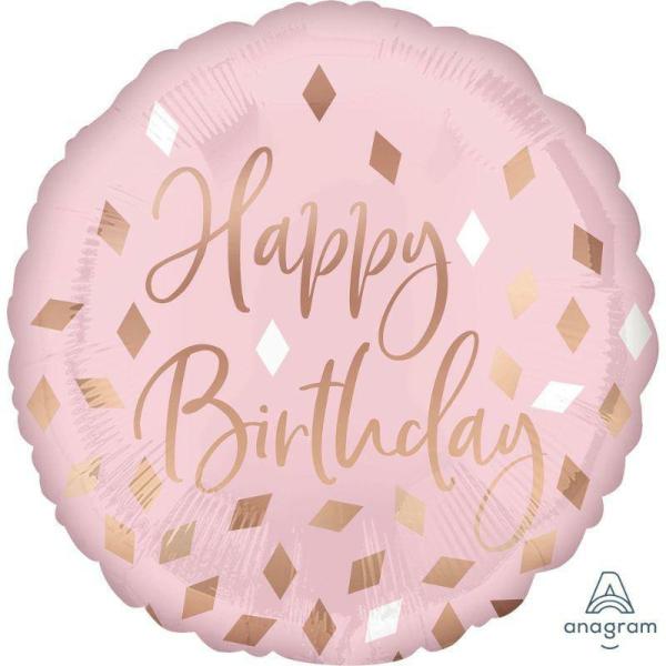 Printed Foil Balloons | Blush Happy Birthday Foil Balloon – 45Cm