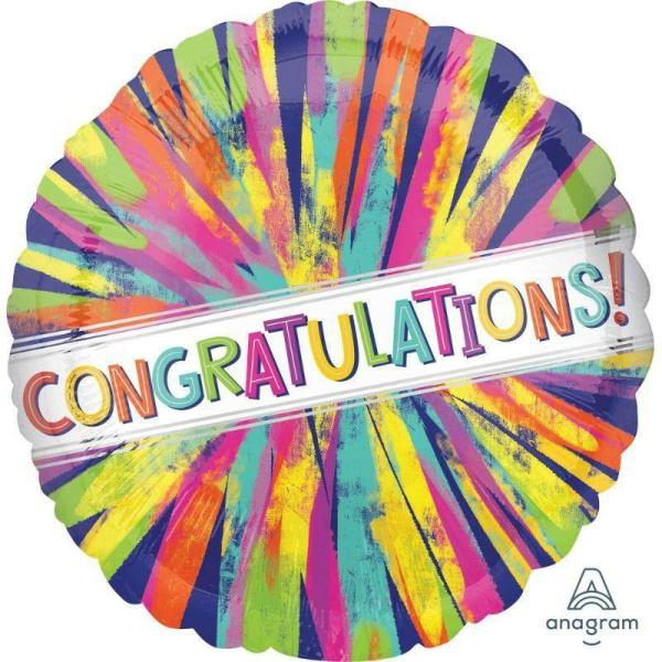 Printed Foil Balloons | Congratulations Painterly Burst Foil Balloon – 45Cm