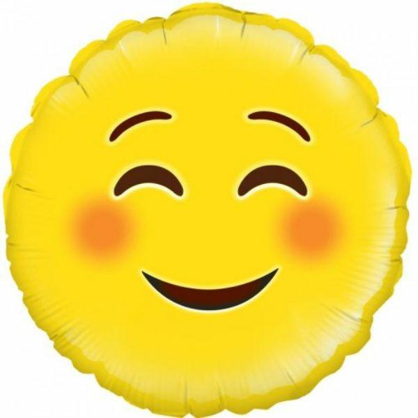 Printed Foil Balloons | Emoji Blush Smile Round Foil Balloon – 46Cm