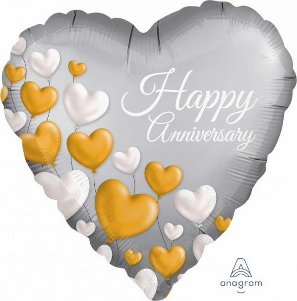 Printed Foil Balloons | Happy Anniversary Heart Shape Foil Balloon