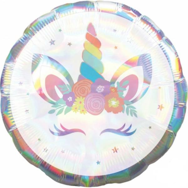 Printed Foil Balloons | Jumbo Holographic Iridescent Unicorn Party Foil Balloon – 71Cm