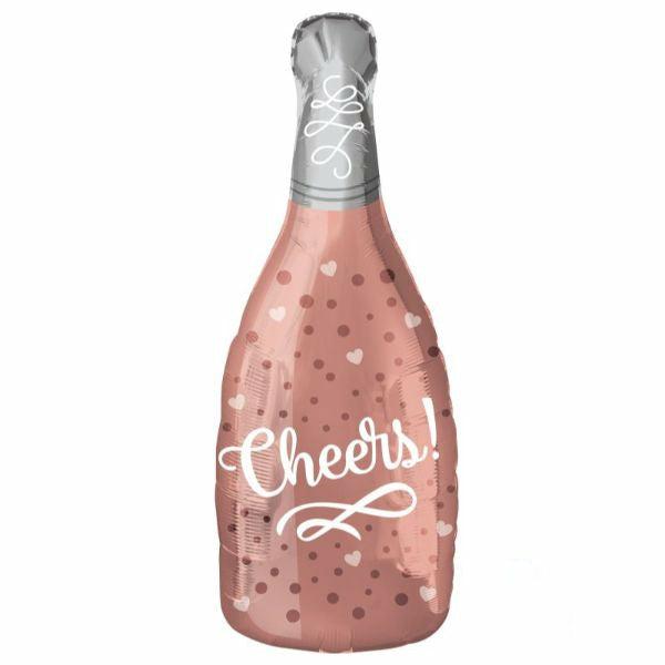 Printed Foil Balloons | Junior Shape Xl Cheers Rose Champagne Bottle Foil Balloon – 25Cm X 66Cm