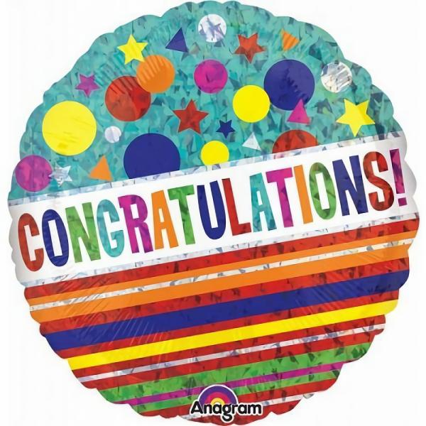 Printed Foil Balloons | Multi Coloured Congratulations Foil Balloon