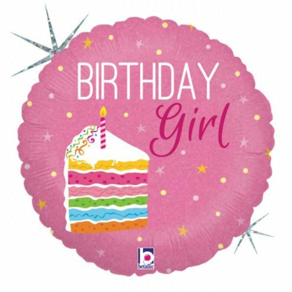 Printed Foil Balloons | Pink Round Birthday Cake Foil Balloon – 45Cm