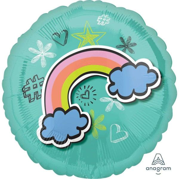 Printed Foil Balloons | Selfie Celebration Rainbow Round Foil Balloon – 45Cm